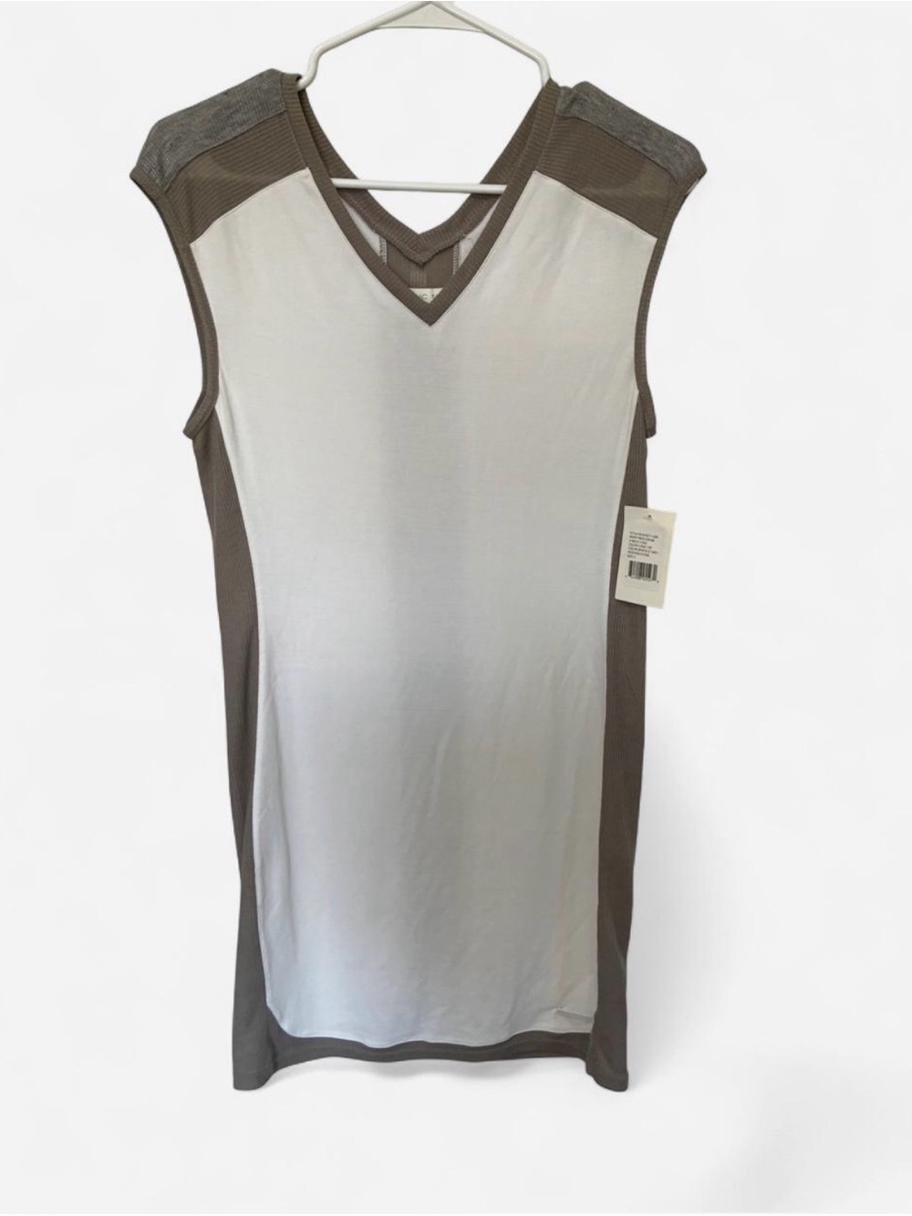 blanc noir sleeveless dress white with vertical stripe size small